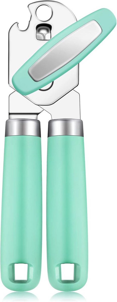 Handmatige Blikopener met Comfortabel Handvat en Ingebouwde Flesopener - Mint Groen