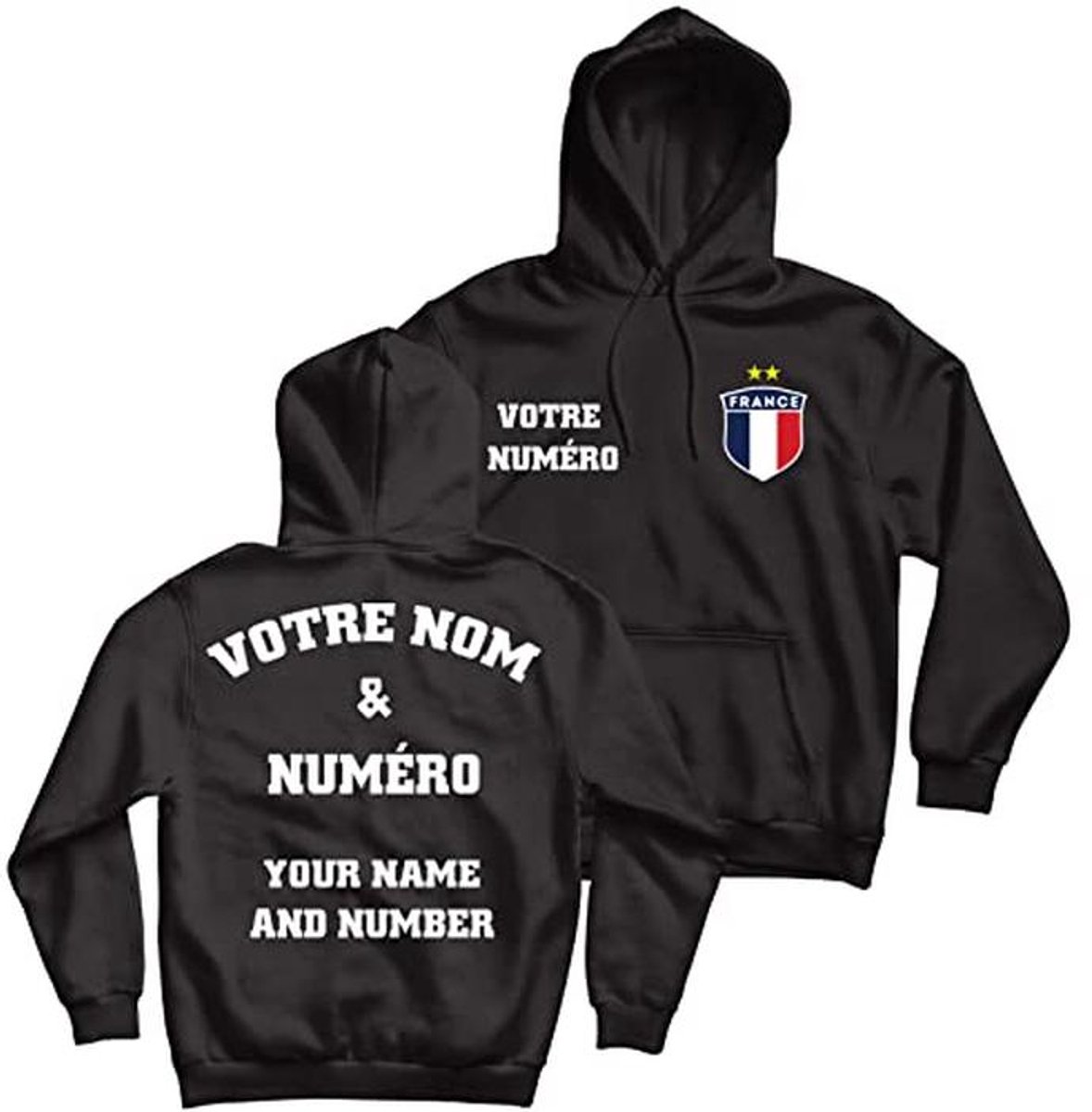 Gepersonaliseerde Voetbalhoodie met Franse Vlag | Uw Naam en Nummer | Europees Kampioenschap 2024