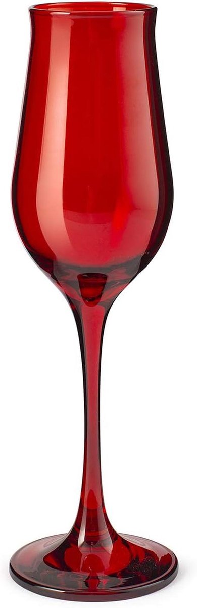 Set van 6 Wavy champagneglazen - Rood Glas - 19 cl