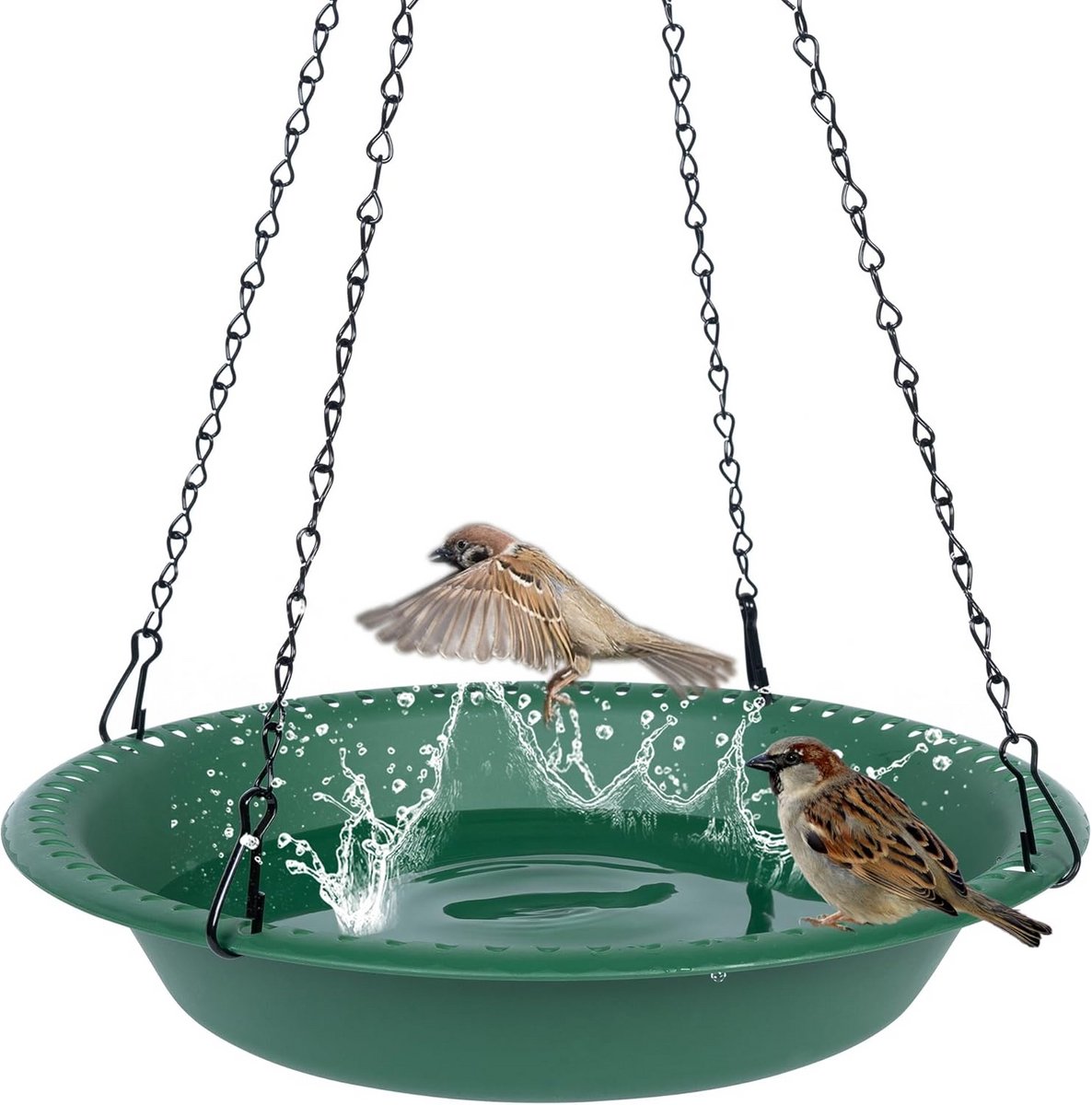Buiten Vogelbaden - Heavy Duty Vogelbadkom 40,6 cm met Roestbestendige Kettingen voor Tuin en Terrasdecoratie