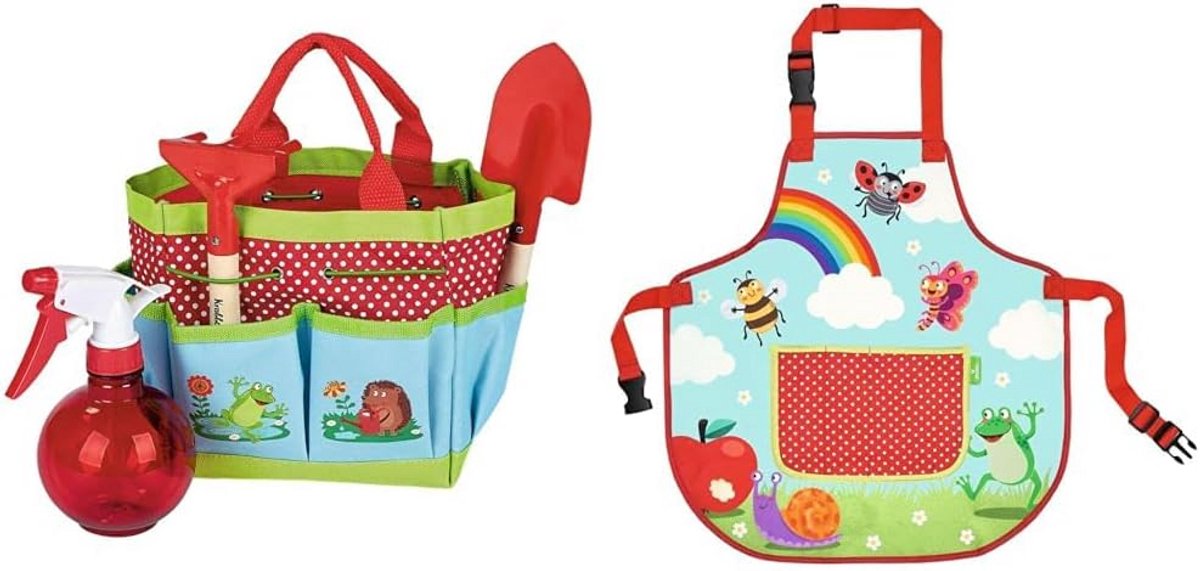 Kinder Gereedschapskist met Tas, Schep, Hark en Spuitfles voor Buiten Spelen