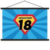 Porte-affiche avec affiche - Affiche scolaire - Anniversaire - 18 ans - Fête - 120x80 cm - Lattes noires