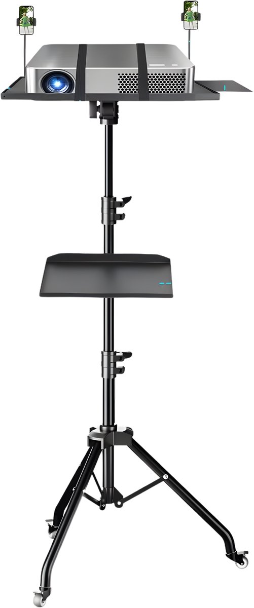 Projectorstatief - Laptopstatief – Opvouwbaar Statief met Plateau - Voor Studio, Presentatie - Staand Computerbureau - Hoogte 145 cm - Met wielen