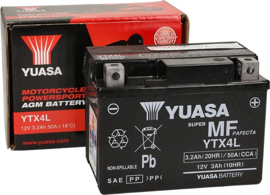 12V 4Ah onderhoudsvrije gel accu Yuasa YTX4L-BS voor scooter motor ATV compact lekkagevrij