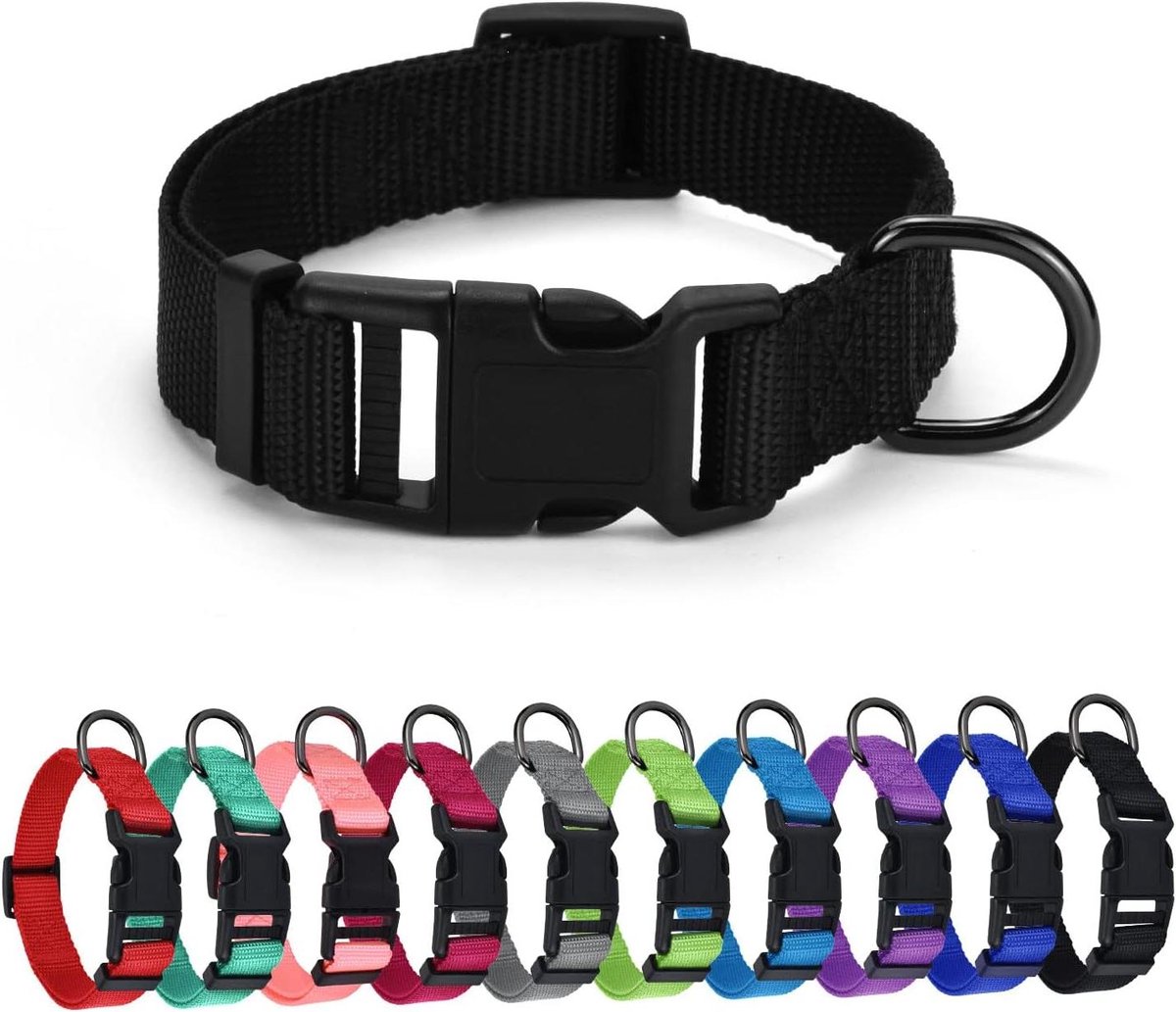 Cosensi - Nylon Halsband in Diverse Kleuren voor Kleine, Middelgrote en Grote Honden - Verstelbare Halsband in 4 Maten