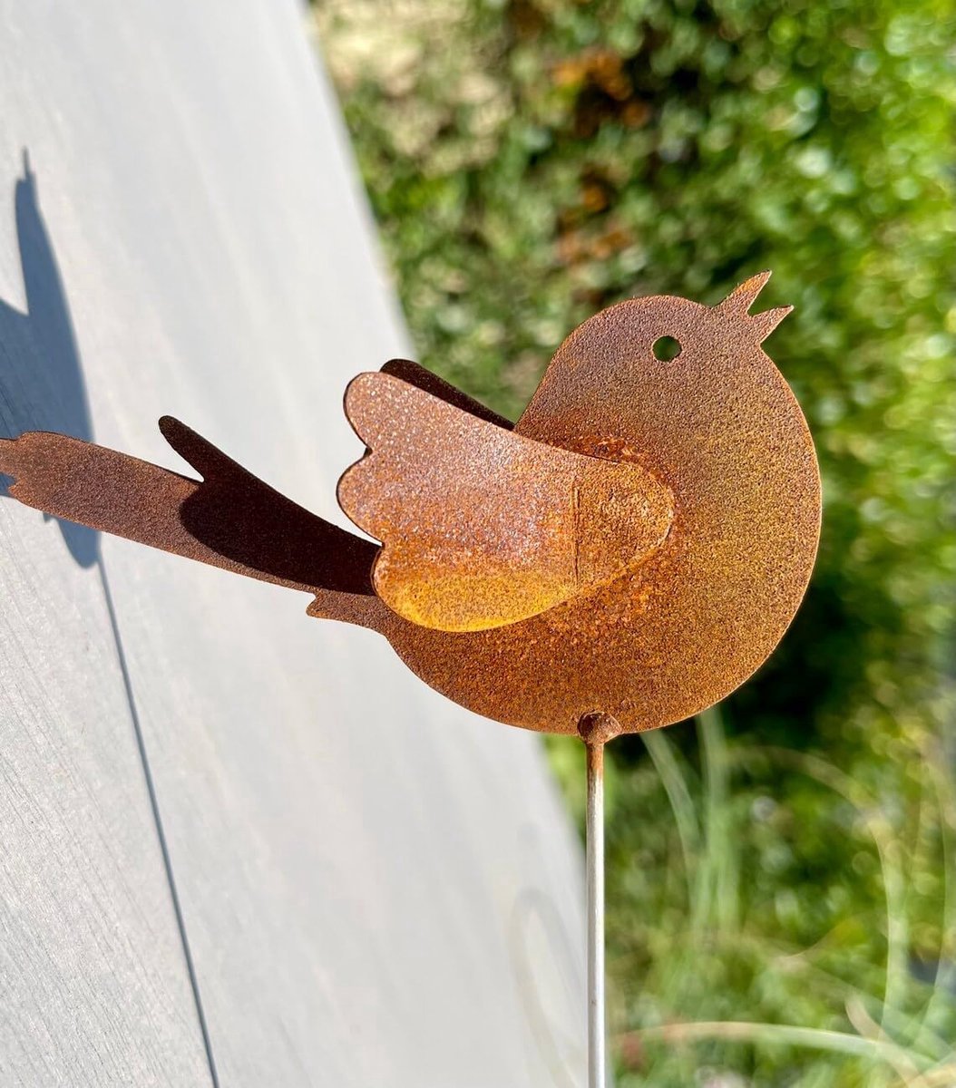 Stunq® 3 stuks roestkleurige tuinpalen, vogeltuindecoratie tuinpalen roestkleurige palen metalen vogels boompalen roestdecoratie voor buiten (vogels)