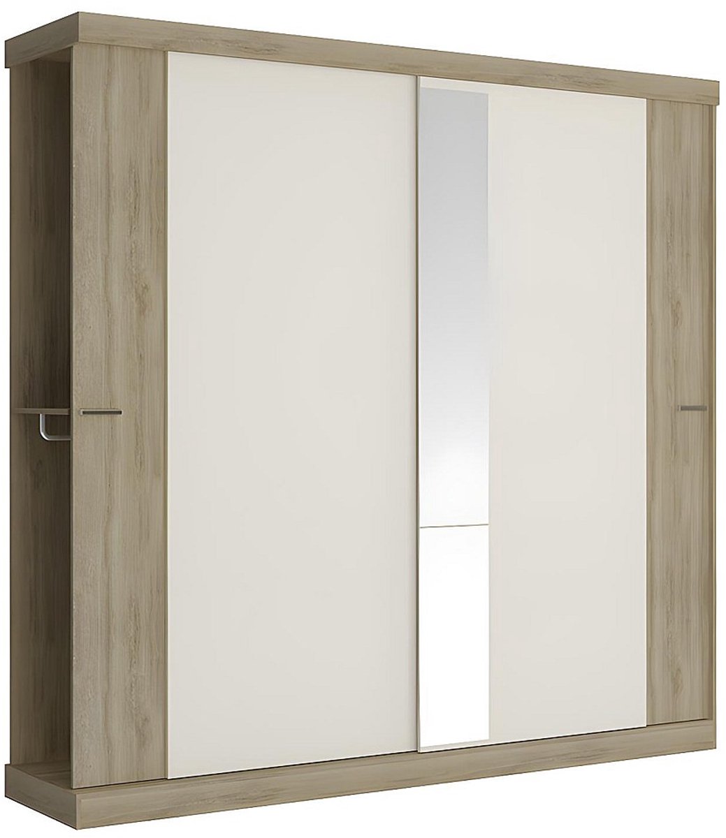 Vente-unique Kledingkast - 2 schuifdeuren - L231 cm - Eiken en ivoorkleur - ADALRIK Natuurlijk licht