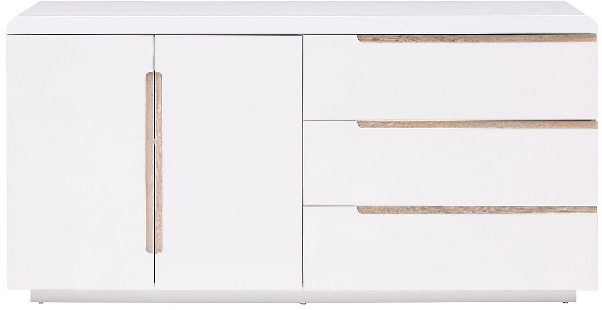Vente-unique Buffetkast met 2 deurtjes en 3 lades - Wit en naturel - NURINI