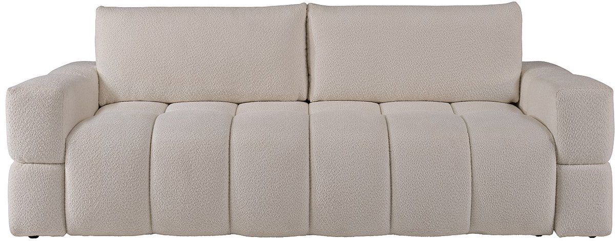 Vente-unique Driezitsslaapbank van crèmekleurige boucléstof ISSORO II Beige