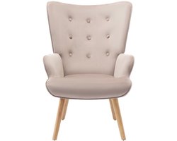 Vente-unique Fauteuil van beige velours VATELY