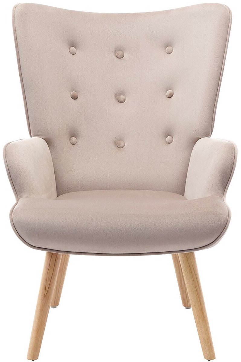 Vente-unique Fauteuil van beige velours VATELY