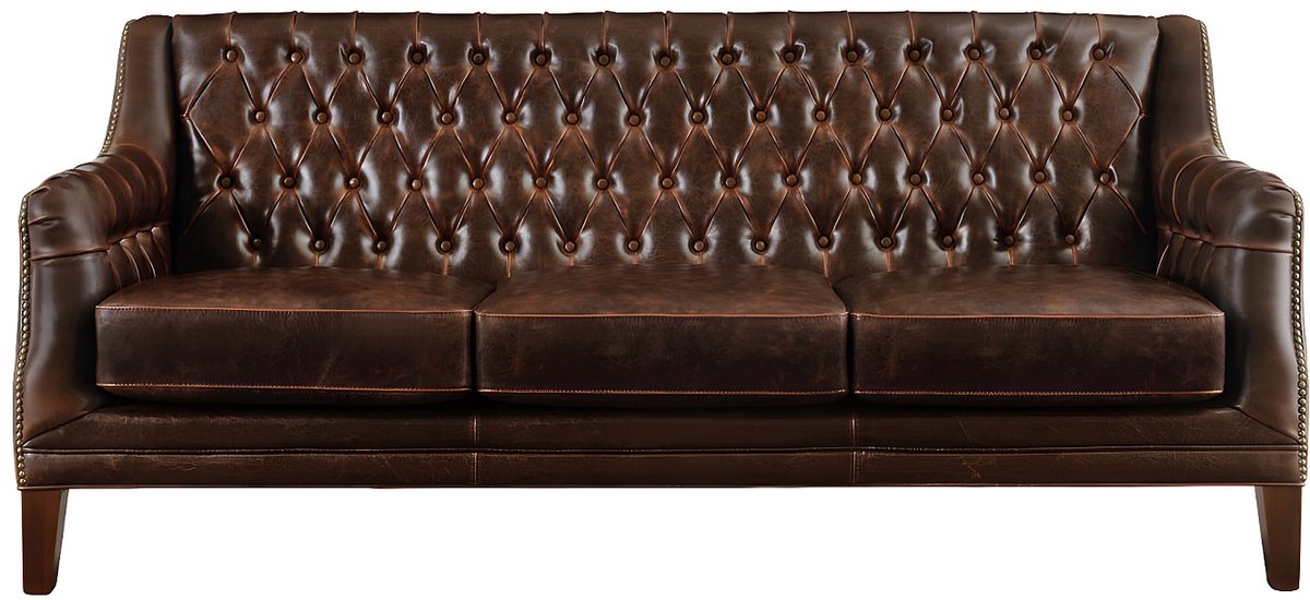 Vente-unique Driezitsbank van leer COLBERT - Bruin
