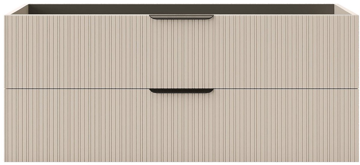 Vente-unique Zwevend ondermeubel voor wastafel met ribbelstructuur- Beige kleur - 120 cm - DALIKO