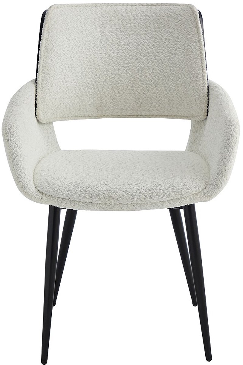 Vente-unique Set van 2 stoelen in boucléstof, essen fineer en zwart metaal - Wit - ZURIKIA Zwart, Wit
