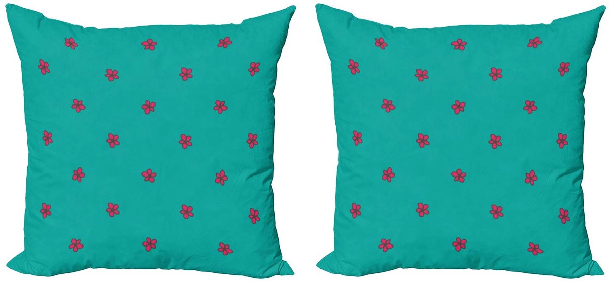 ABAKUHAUS Teal Pink Kussenhoes 2x40x40 cm – Dubbelzijdig bedrukt