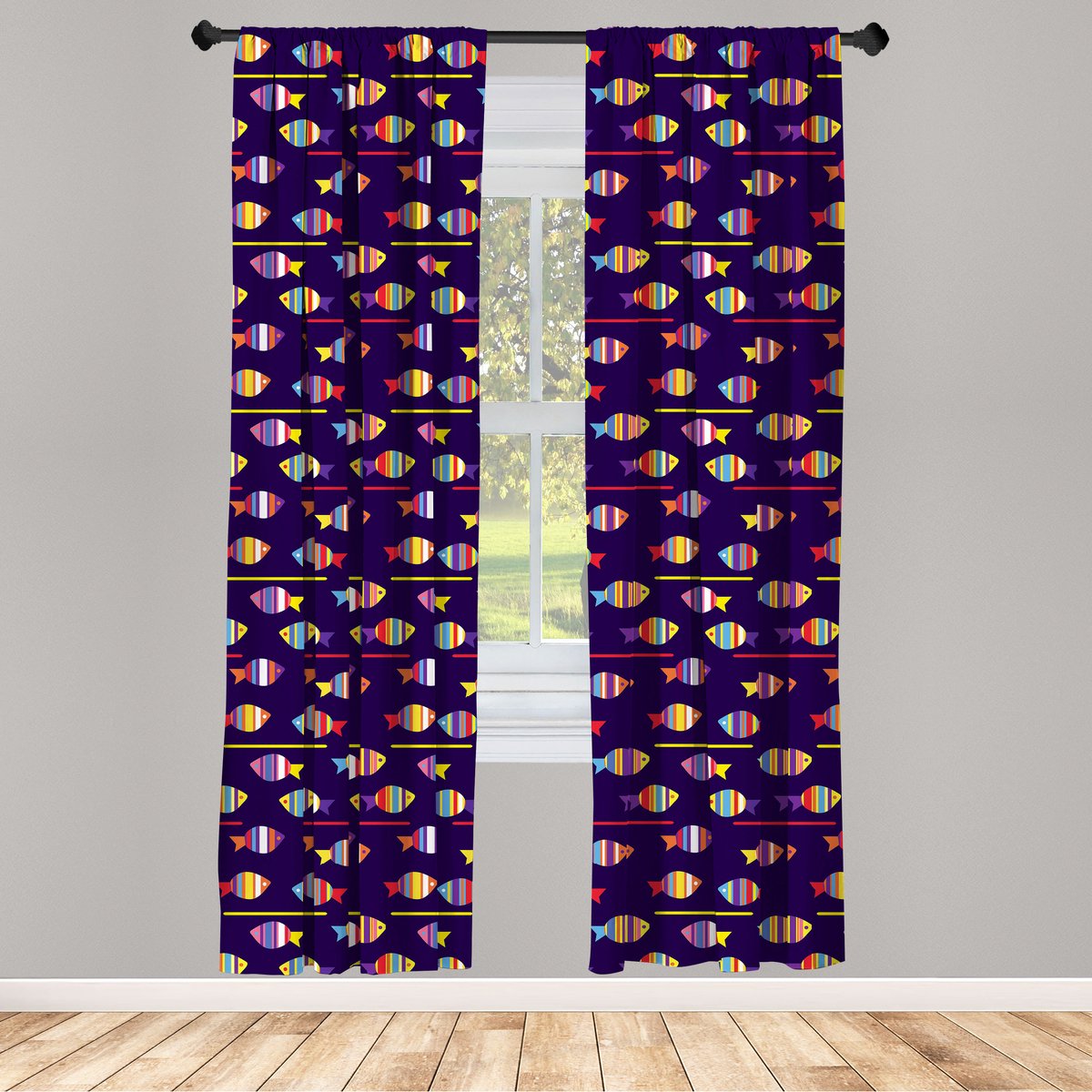 ABAKUHAUS vis raamgordijnen – 2-delig 75x175 cm – veelkleurig