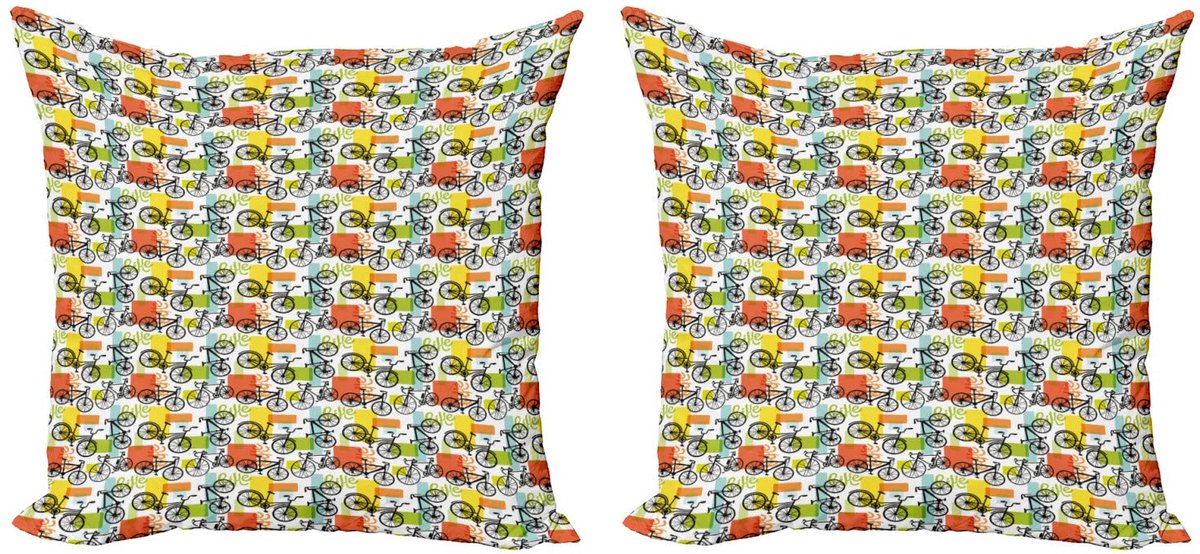 ABAKUHAUS Kussenhoes Set 2x – Geometrisch Multicolor – Dubbelsidig Mehrfarbig