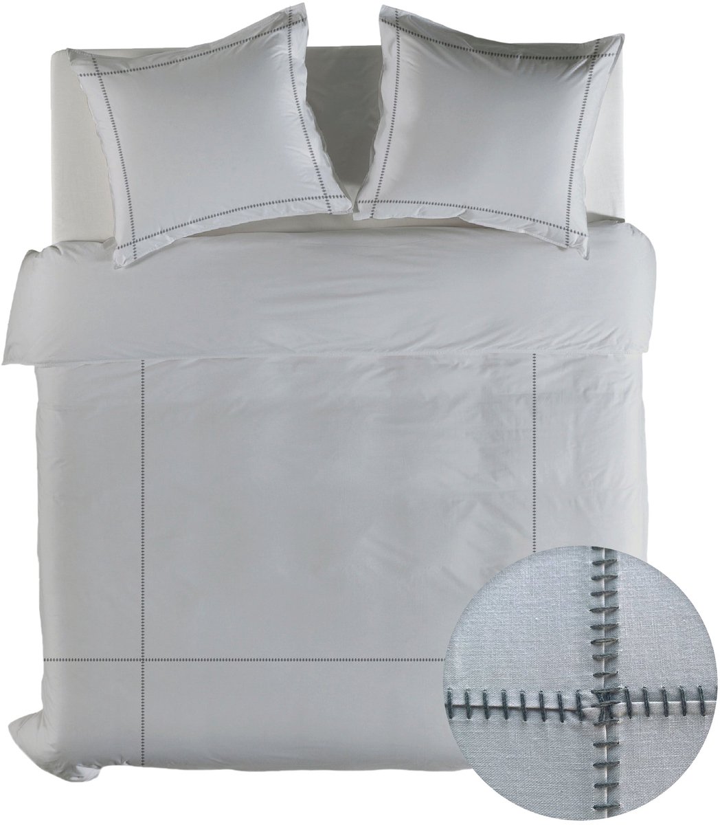 Yellow Dekbedovertrek Katoen Suite Port Louis - Vaporous Grey - 260x200/220 cm - 100% Katoen - Lits-Jumeaux XL