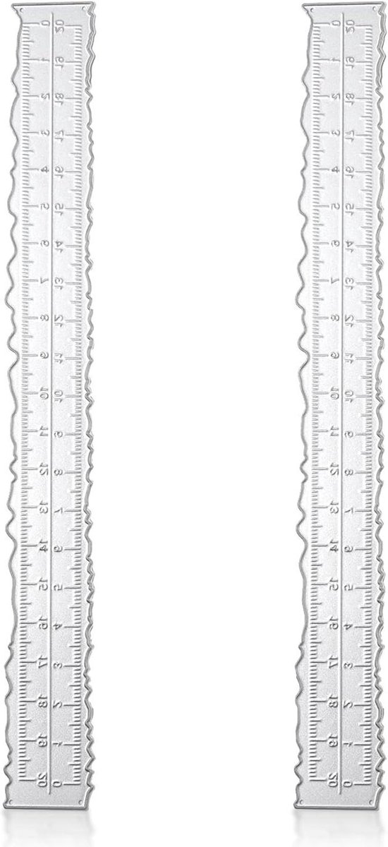 Metalen Liniaal voor Ambachten en Knutselen - Met Onregelmatige Randen - Meetinstrument van 21,3 x 2,5 cm - Voor Papierknutselen, Reliëfdruk en Kaarten Maken