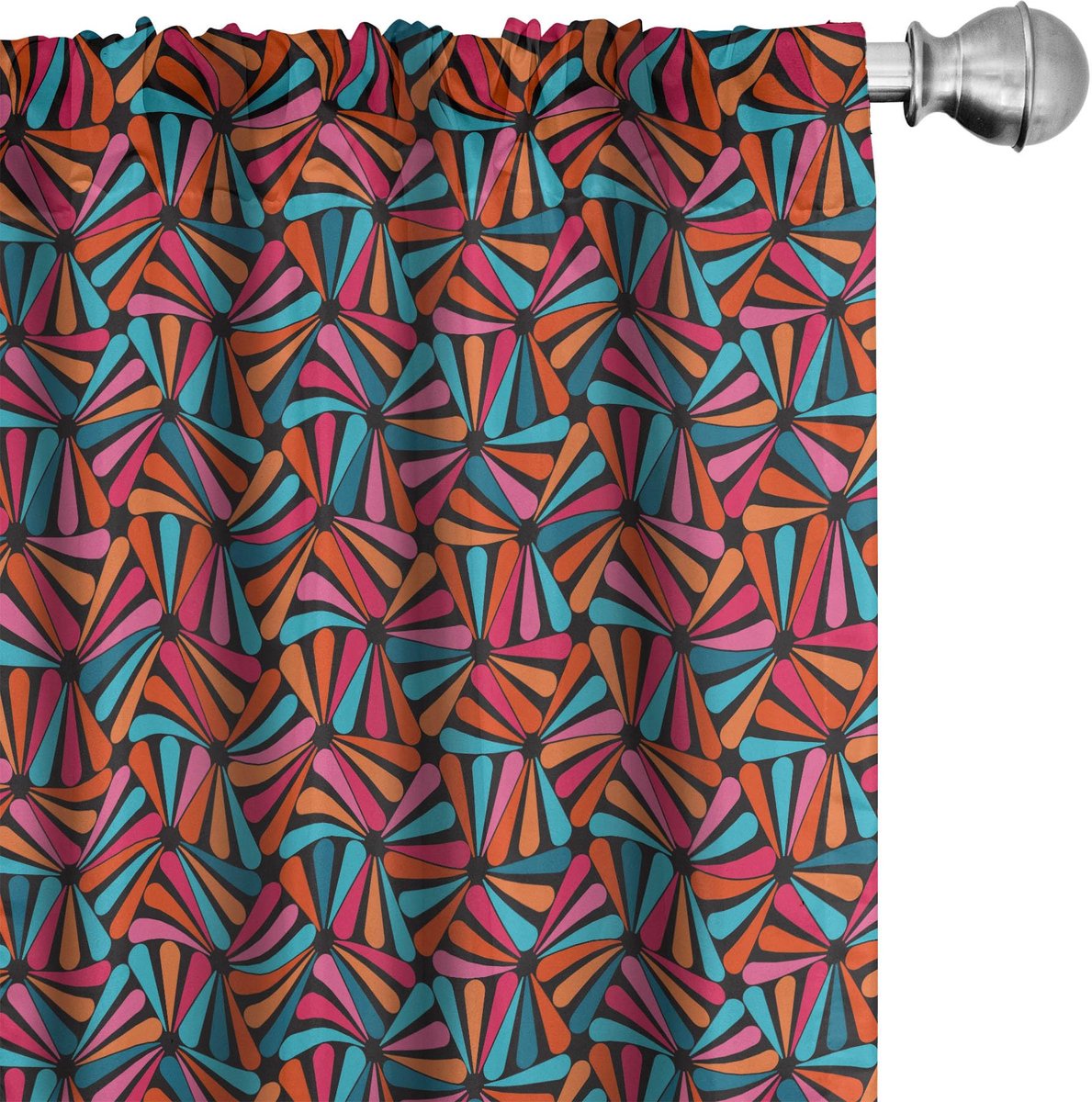 ABAKUHAUS Gordijnen Abstract Geometrisch – 2x75x175 cm – microvezel – halverduisterend Vermilion Petrol Blau