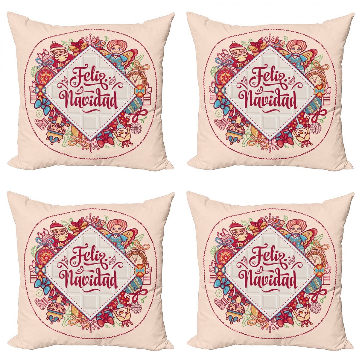 ABAKUHAUS – Decoratiekussenhoes 40x40 cm – 4-pack – Dubbelzijdig – Burgund