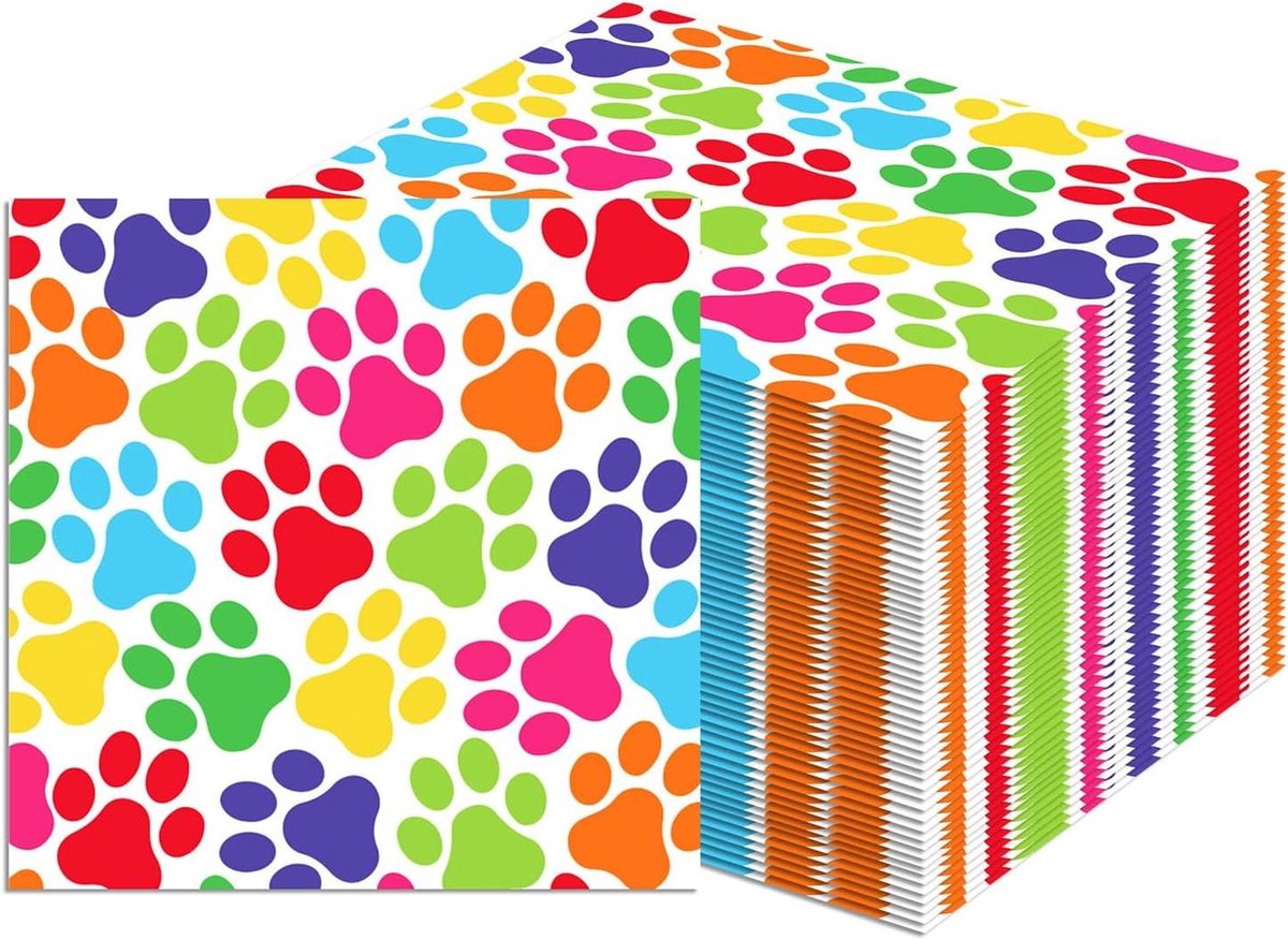 Kleurrijke servetten - 40 stuks - 33 x 33 cm - hond motief - kinderverjaardag - feestdecoratie - tafeldecoratie