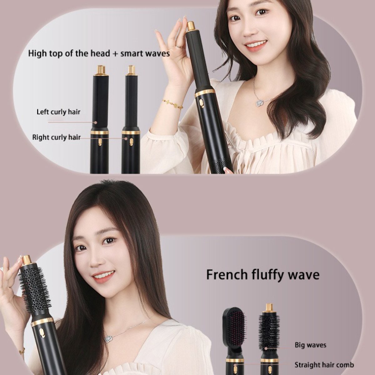 5-in-1 föhn- en kamset, professionele krultang en stijltang, - afbeelding 3