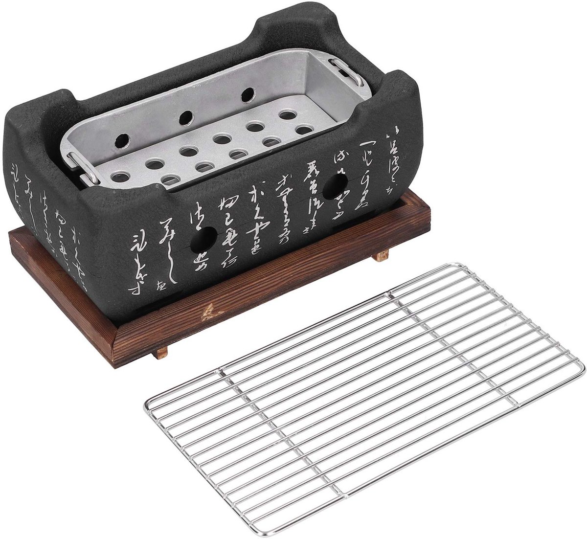 Japanse Barbecue Grill Mini Huishoudelijke Aluminium Houtskool Kachel Oven Accessoires BBQ Grill, Draagbare Voedsel Plaat Gereedschap Kachel, Ronde Aluminium Hibachi Tool voor Camping Indoor