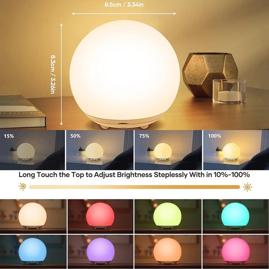 Nachtlampje voor kinderen - USB oplaadbaar, RGB kleurverandering, LED bedlampje, warm licht en 7 kleuren licht voor kinderkamer — afbeelding 5