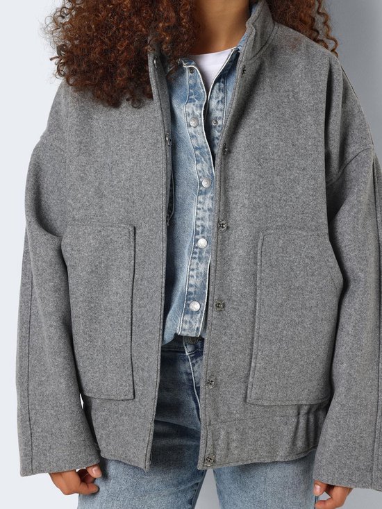 Noisy may Veste Nmhalston L/s Bomber Jacket Wvn Noo 27029328 Gris Clair Mélange Femme Taille - M