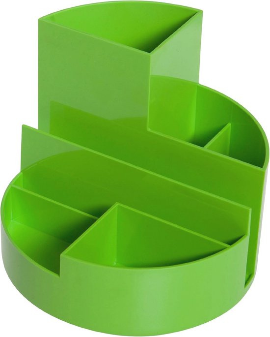Ronde Pennenkoker Met 7 Vakken Lichtgroen Hoogglanzend 140x125 Mm ronde-pennenkoker-met-7-vakken-lichtgroen-hoogglanzend-140x125-mm