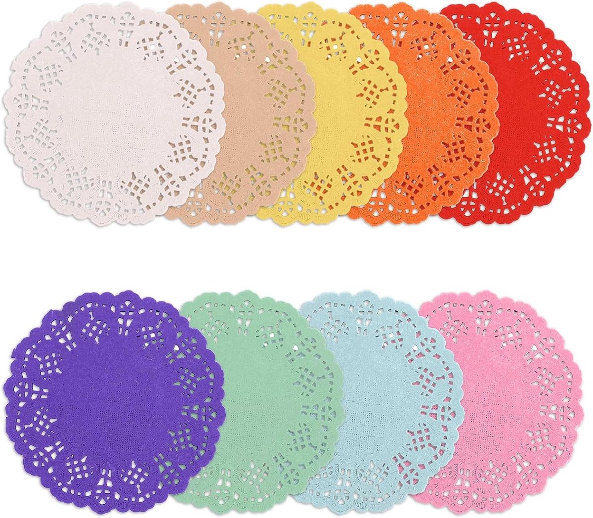 Allecta - Taartpunten set van 180 stuks in gemengde kleuren - 88 mm - Papieren kant - Voor bruiloft, verjaardag, desserts