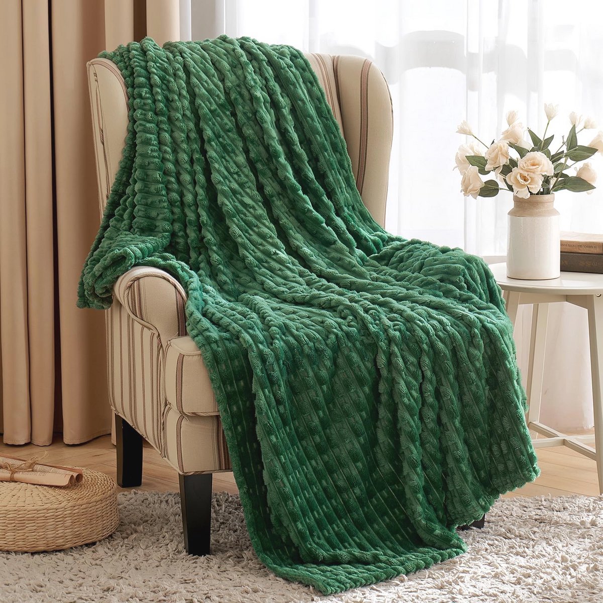 Fleecedeken voor twee personen, Elegante en zachte dekens voor bank en bed, 125 x 150 cm, Rood