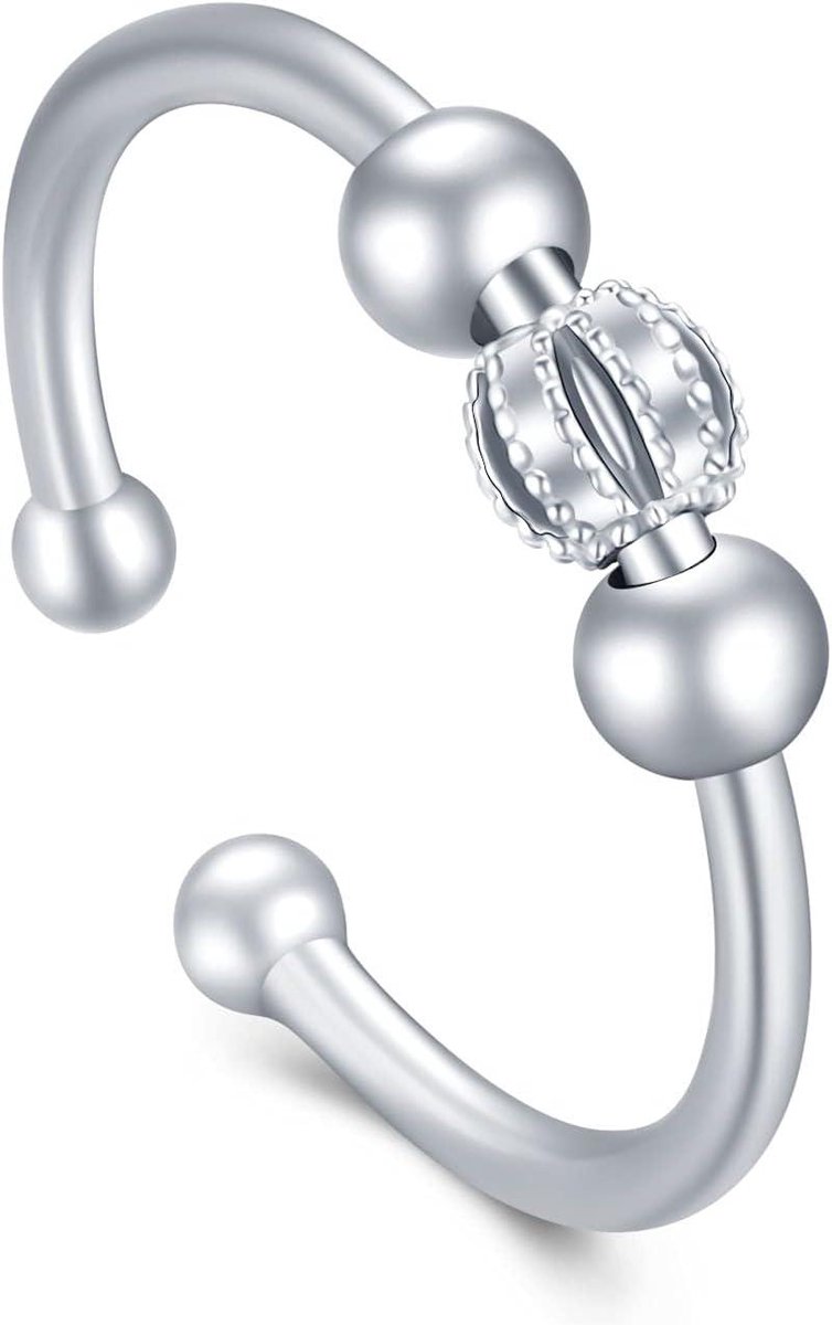 Allecta - Verstelbare anti-angst ring van 925 zilver met spinner en roterende kralen. Geschikt voor heren en dames. Sfeerring voor moederdag.