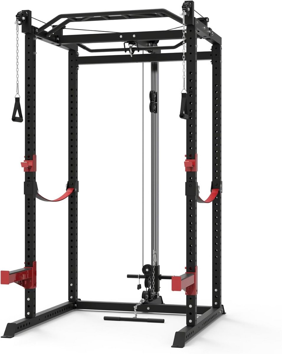 Compleet Power Rack Krachtstation met Smith Machine, Halterbank en Beenpers - Multifunctioneel Fitnessapparaat thumbnail 3
