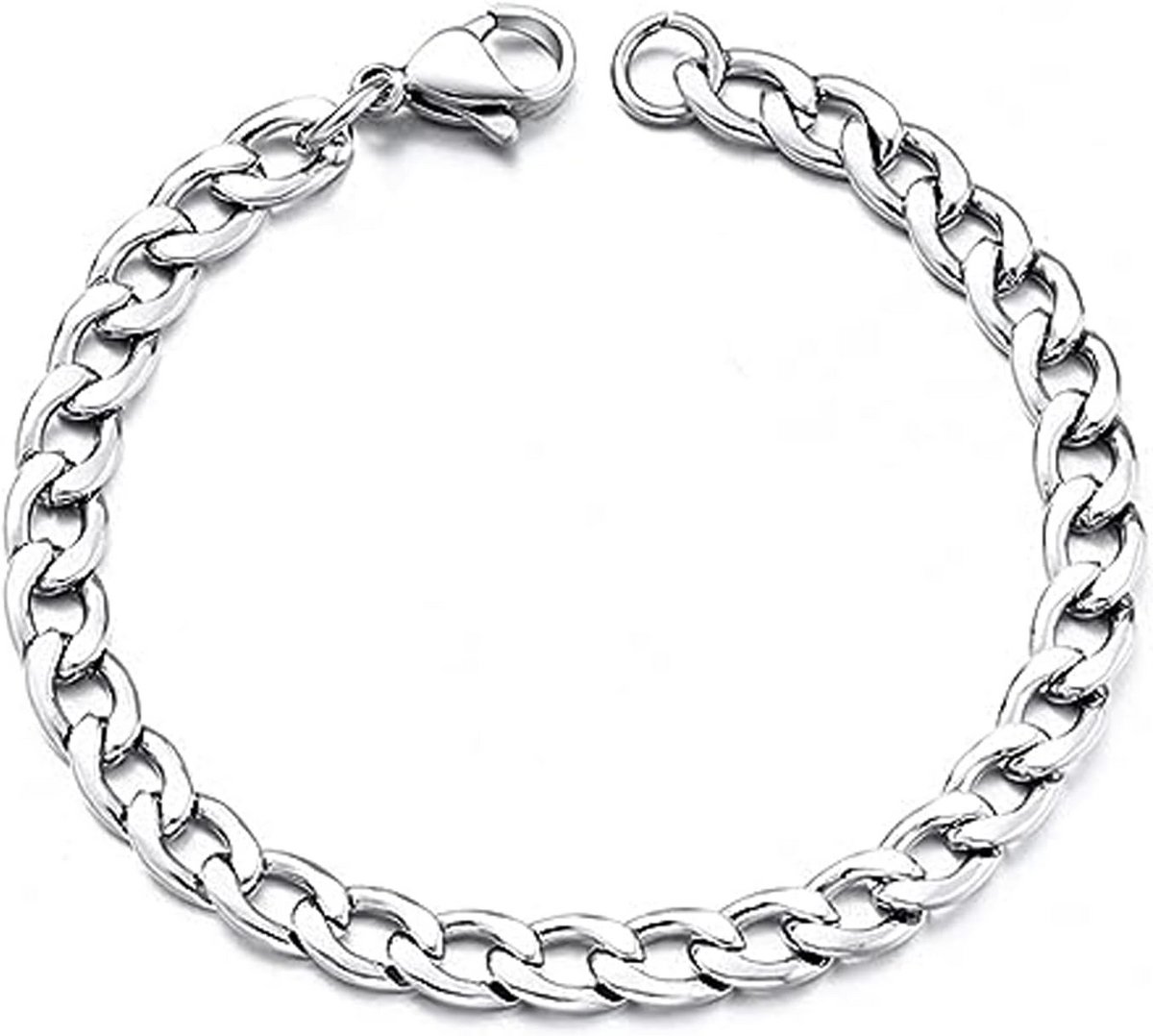 Cubaanse Roestvrij Stalen Armband Zilveren Schakelketting voor Heren en Dames