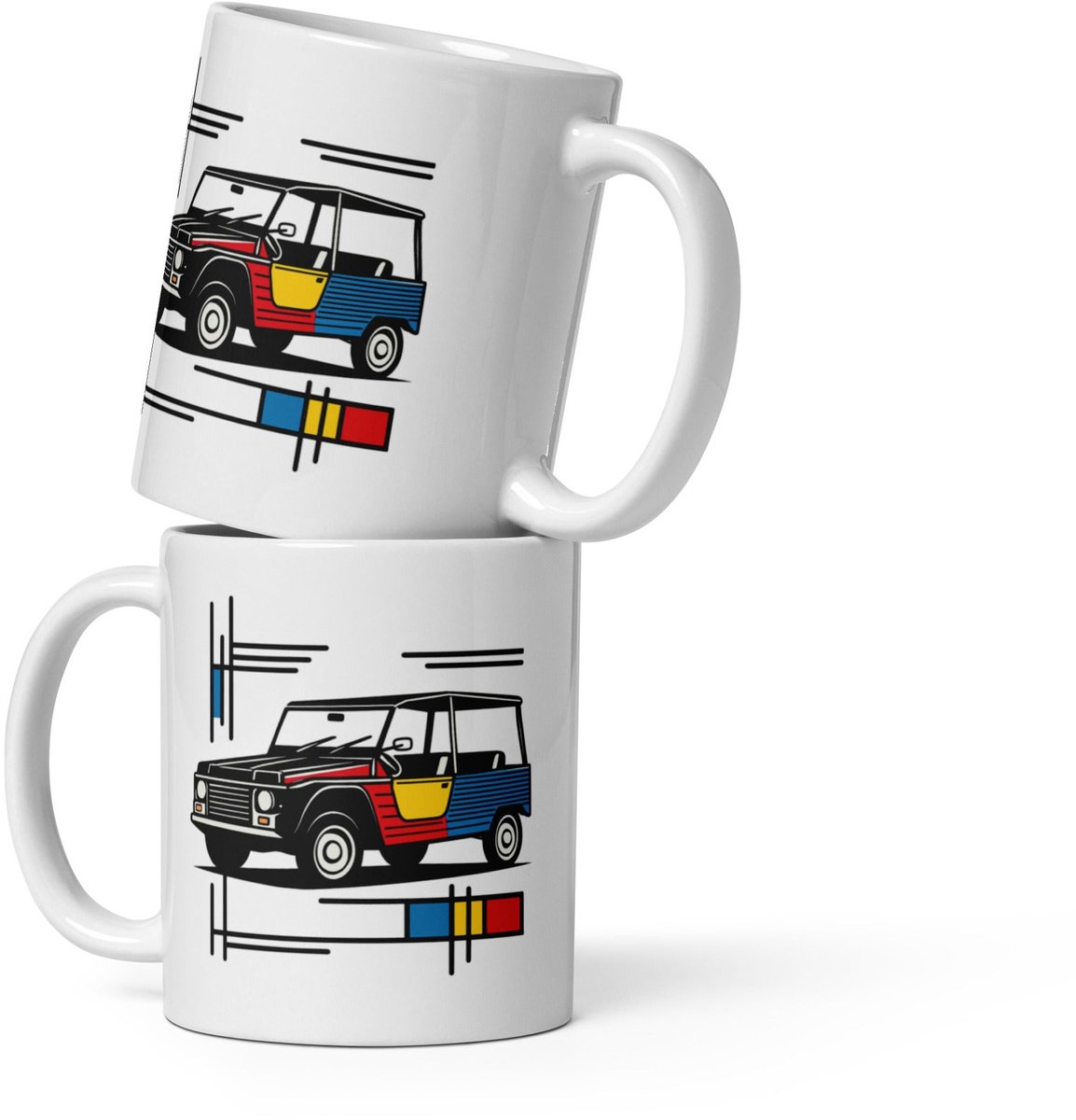 De2pktjes - Mok Citroën Méhari Mondriaan – Iconisch design en dagelijkse functionaliteit in één