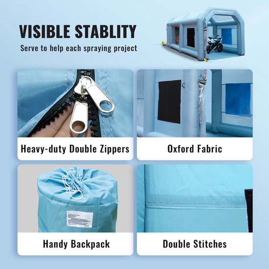 Opblaasbare Spuitcabine met Filtersysteem en Dubbele Ventilatoren, 6 X 3 X 2,4 m — afbeelding 5