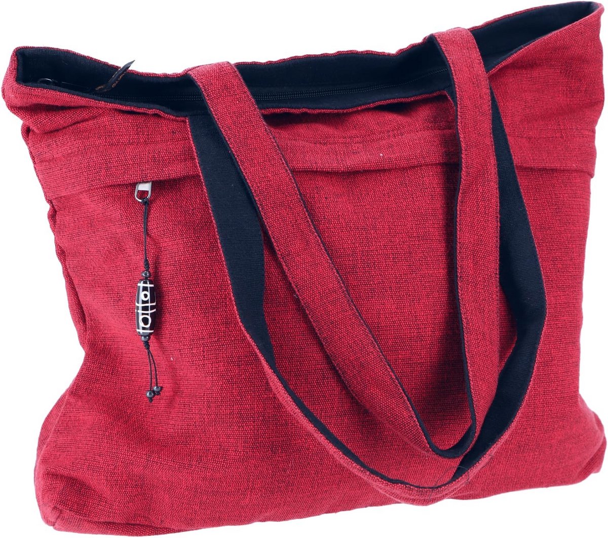 Ruime en Stevige Shopper Tas van Katoen - Geschikt als Boodschappentas, Strandtas of Yogatas - Unisex Zwart/Grijs