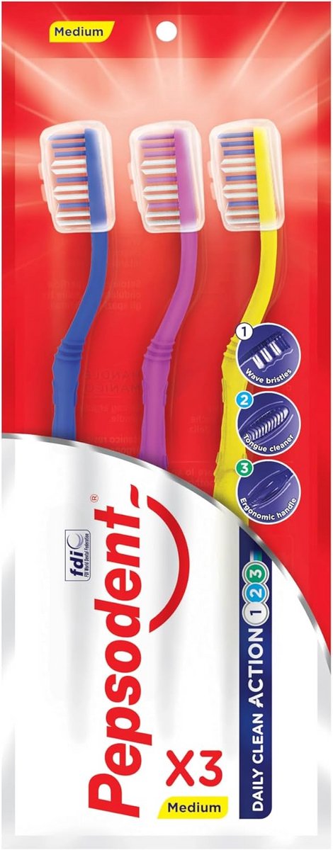 Tandenborstel Set (3 Stuks) Medium - Triple Clean Mondverzorging