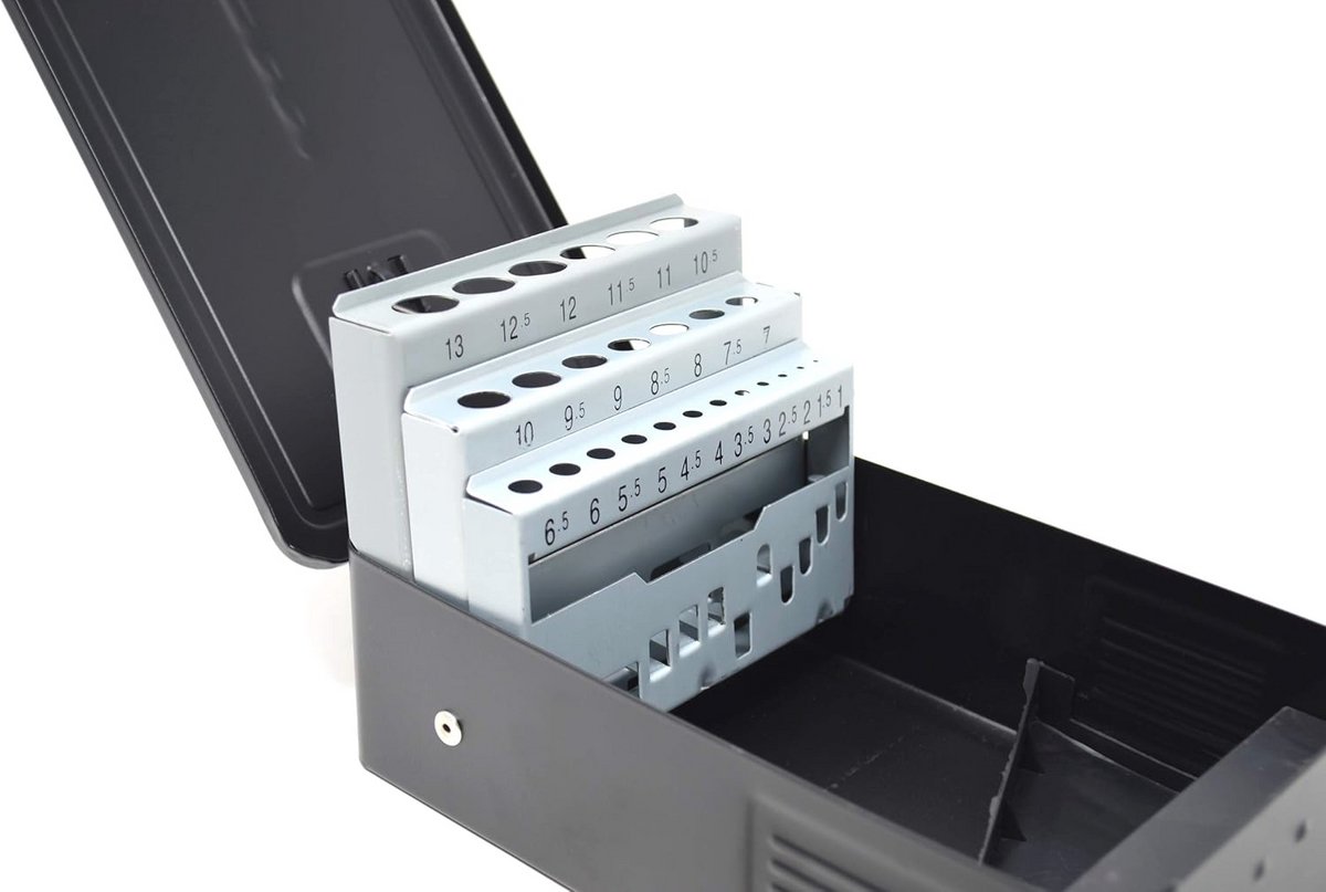 Metalen cassette voor 25 spiraalboren 1,0-13 x 0,5 mm - Leeg