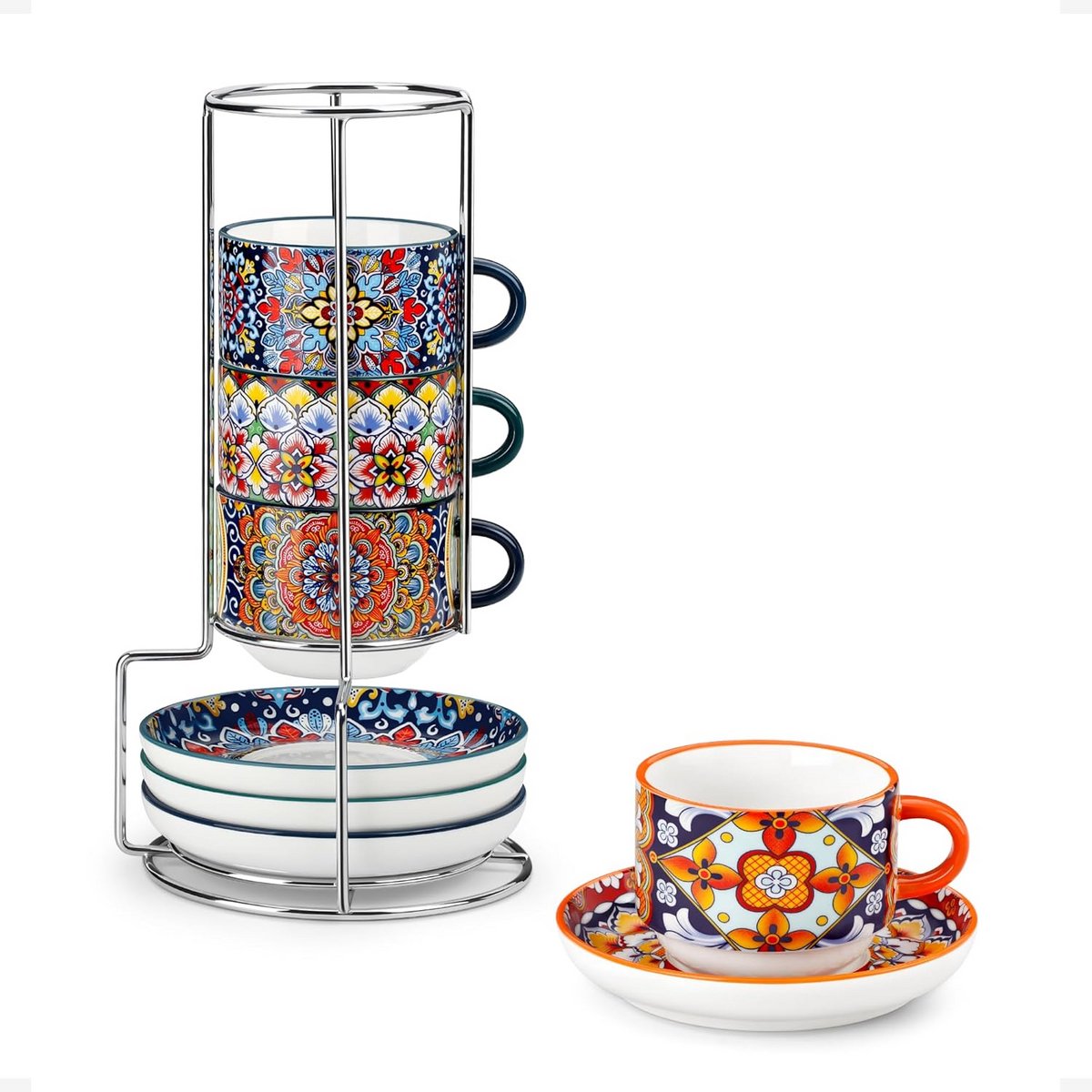 Set van 6 Koffiekopjes en Schotels 150 ml - Porselein