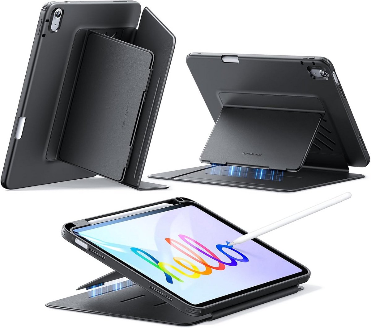 Beschermhoes voor iPad 11e generatie - verticale stand met penhouder - zwart