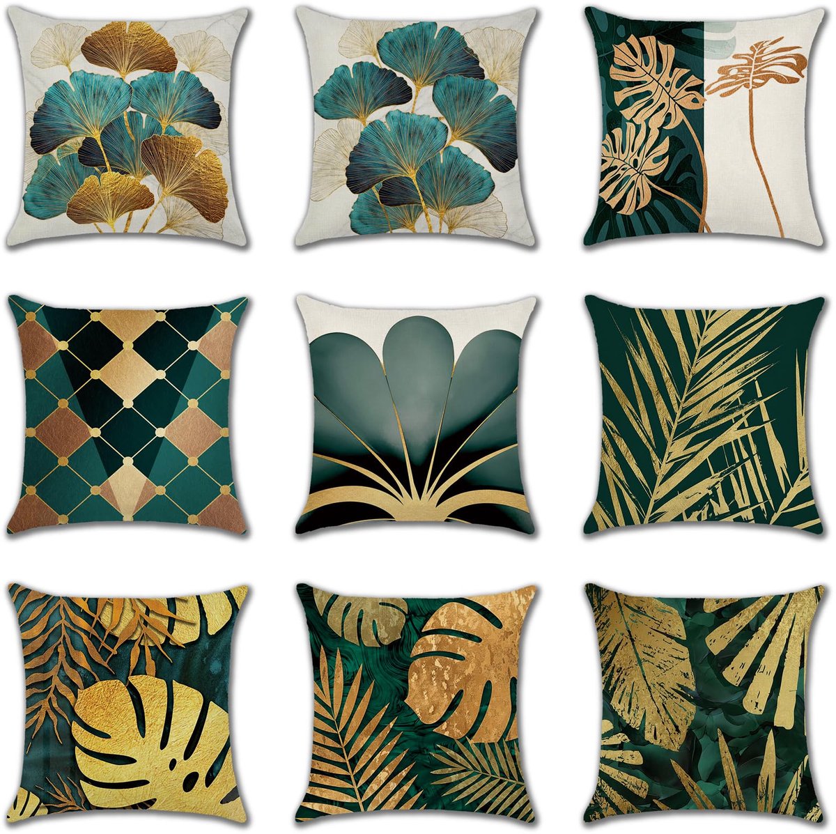 Unyqoos Set van 9 moderne decoratieve kussenhoezen voor woonkamer en slaapkamer Kleurjik