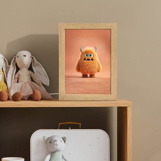 Nachtlampje 15x20 cm - Kinder lampje - Monster - Knuffel - Oranje - Tafellamp kinderkamer - Slaapkamer lamp - Bedlamp kinderen - Kinderlampje stopcontact - Wandlamp babykamer - Nachtlampjes van Merkloos — afbeelding 3