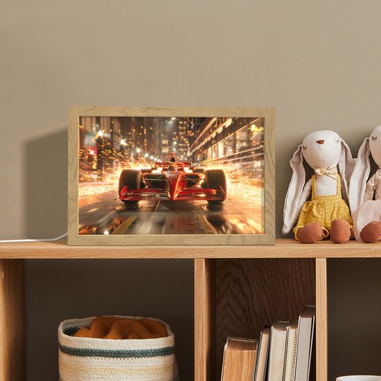 Nachtlampje 30x20 cm - Kinder lampje - Formule 1 - Auto - Race - Goud - Jongens - Tafellamp kinderkamer - Slaapkamer lamp - Bedlamp kinderen - Kinderlampje stopcontact - Wandlamp babykamer - Nachtlampjes van OnlyWow — afbeelding 3