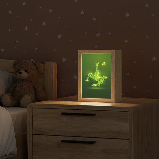 Nachtlampje 15x20 cm - Kinder lampje - Voetbal - Groen - Omhaal - Tafellamp kinderkamer - Slaapkamer lamp - Bedlamp kinderen - Kinderlampje stopcontact - Wandlamp babykamer - Nachtlampjes van OnlyWow — afbeelding 2