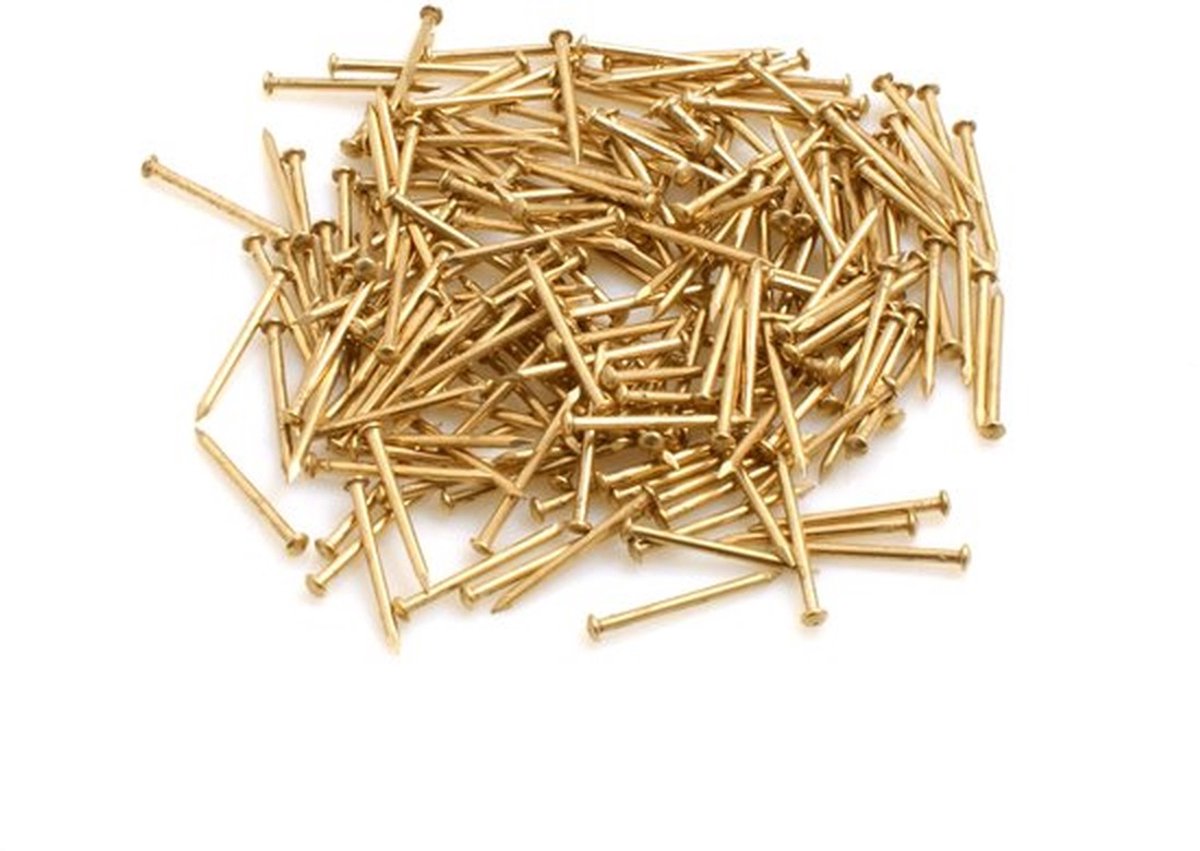 Ronde Kopspijkers 1,4 mm x 20 mm - Messing Geplateerd Ijzer - Ca. 300 Stuks