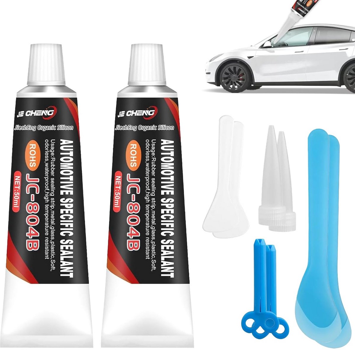 Zwarte Carrosserielijm & Afdichtmiddel - 2x50ml, Sneldrogend, Waterdicht, Hoge Temperatuur