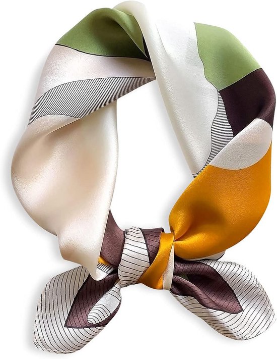 Foulard Carré Femme En Satin Polyester - 60x60 Cm, Couleurs Acidulées, Multifonction